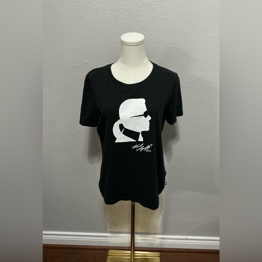 Karl Lagerfeld Black Tee with White Silhouette